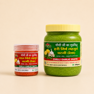 Green & Red Chilli Garlic Thecha Combo 500g + 100g | Mausi Ji